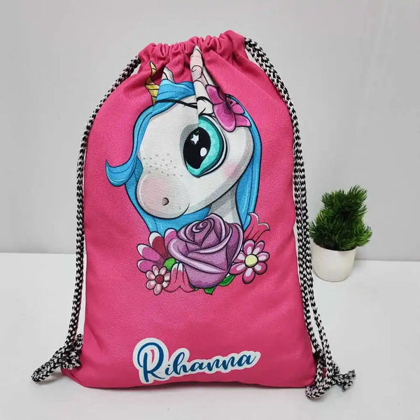 Personalised Unicorn Drawstring Bag for Kids
